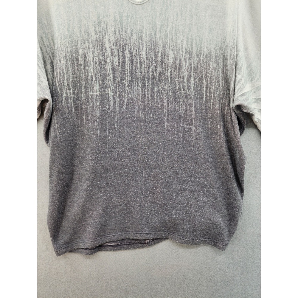 Enti Women Ombre Knit Sweater Gray White V-Neck Batwing Sleeve Boho Top Small - Picture 5 of 14